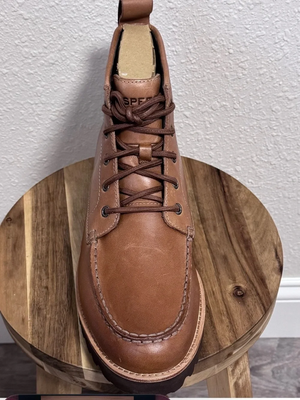 Sperry Newton Moc Toe Leather Boots Tan Bronzer Mens Size 12 NIB
